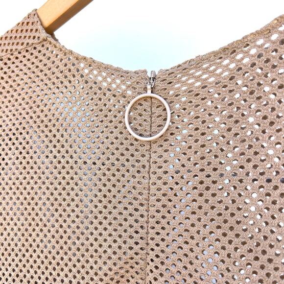 Akris Punto Pin Dot Mesh Long Sleeve Shirt Tan Taupe Medium Sheer Size 6 - Picture 7 of 8